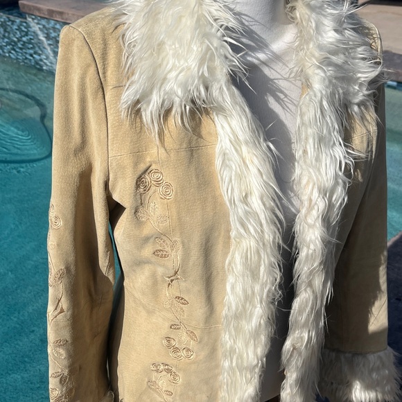 Vintage Penny Lane Leather /fur Trim Coat - Picture 4 of 17